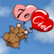 Nounours emport� par des coeurs '7e ciel'
