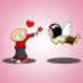 Gar�on offrant une fleur � une fille