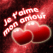 Coeurs dans l'espace "Je t'aime mon amour"